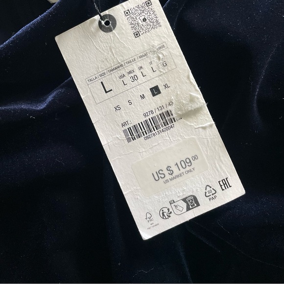 🌑 NWT Zara Velvet Dress Navy - Minor defects (L) - Picture 9 of 17